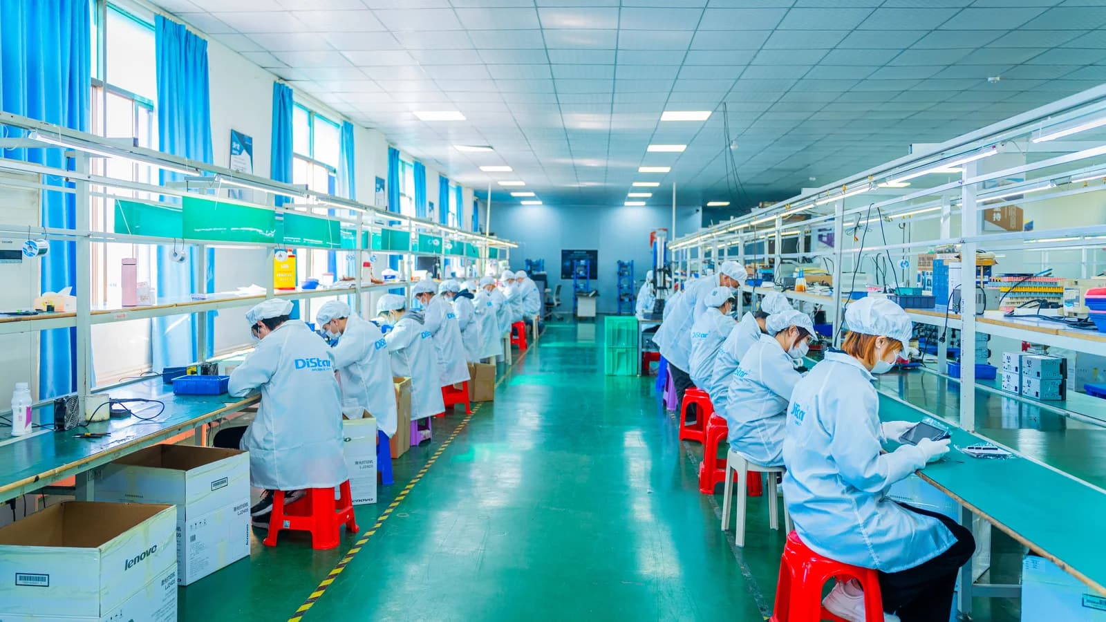Assembly line for vehicle electronics products