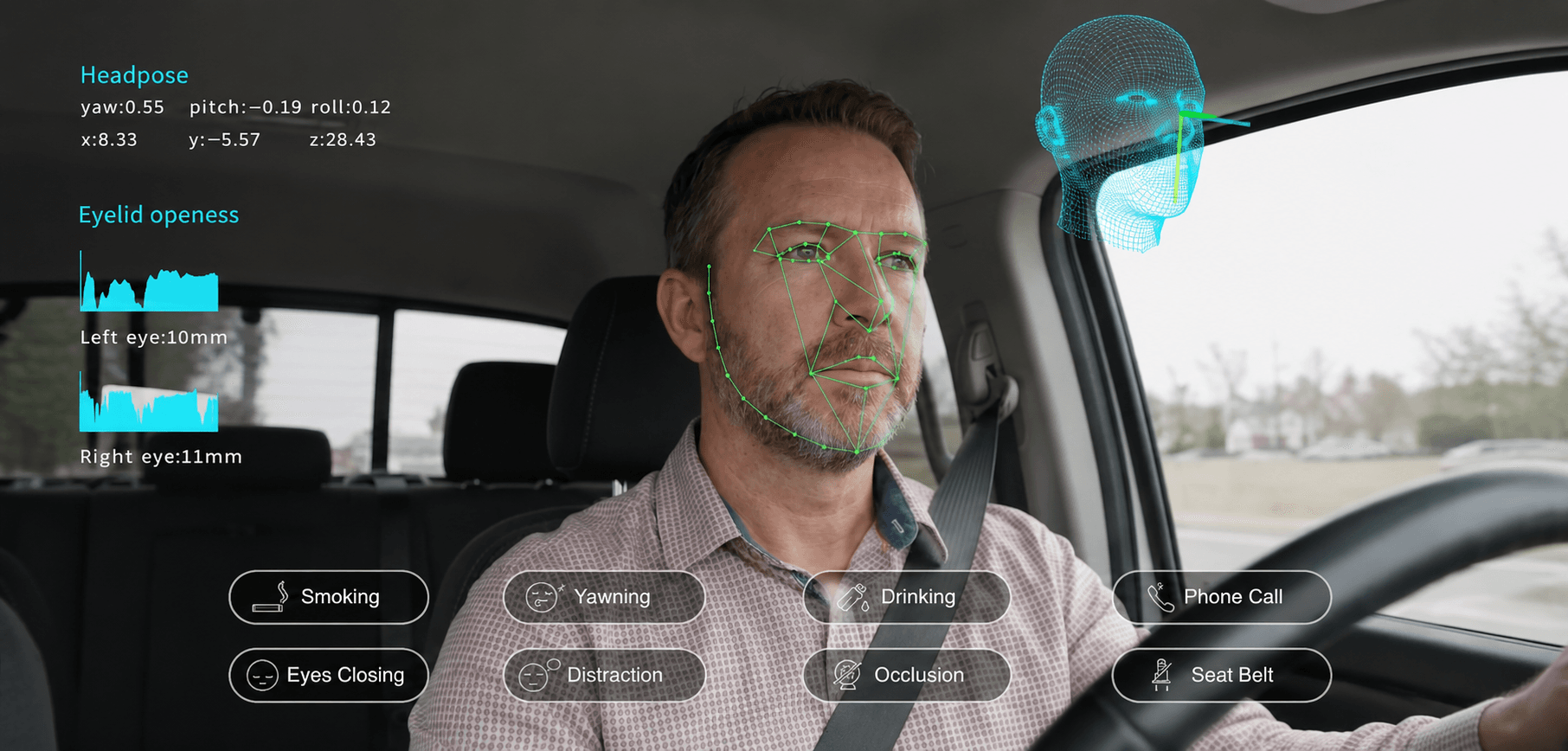 Driver monitoring system view for commercial vehicle driver safety