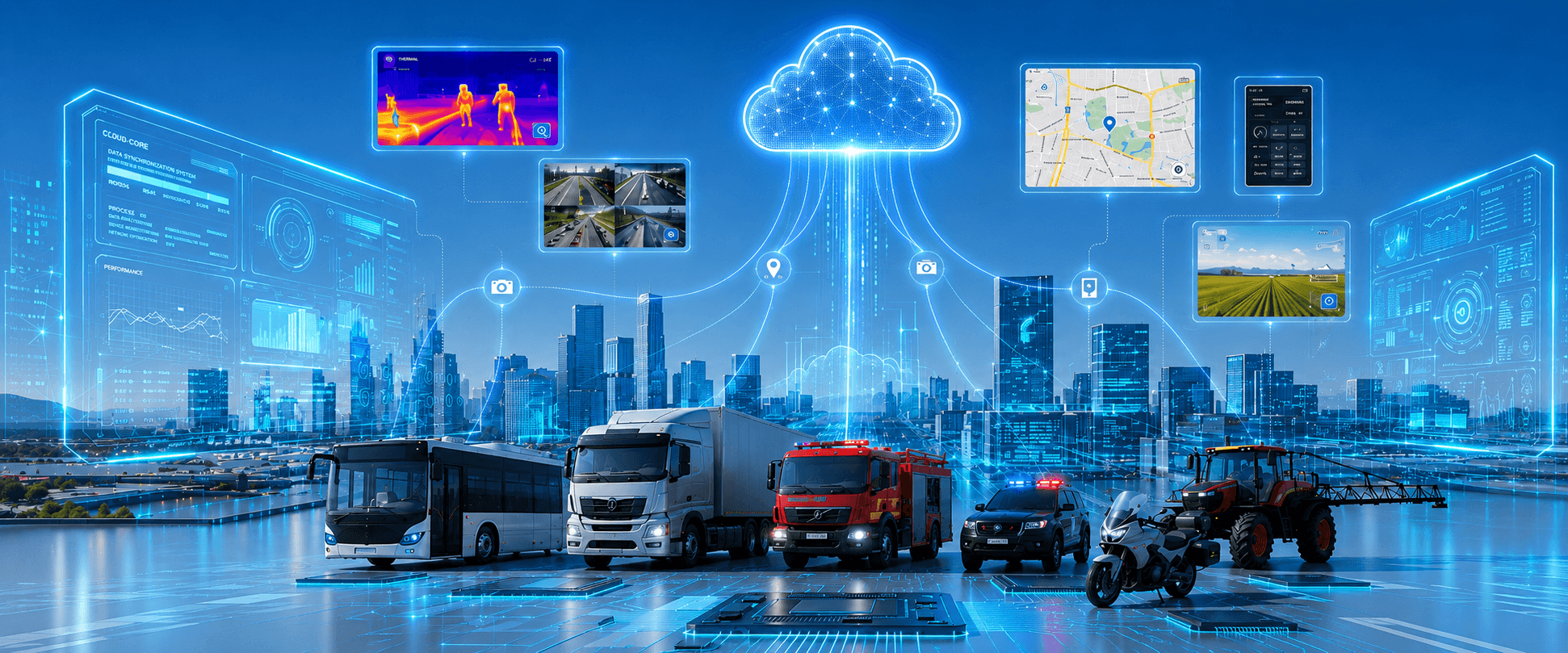 GPS and MDVR fleet monitoring platform dashboard for commercial vehicles