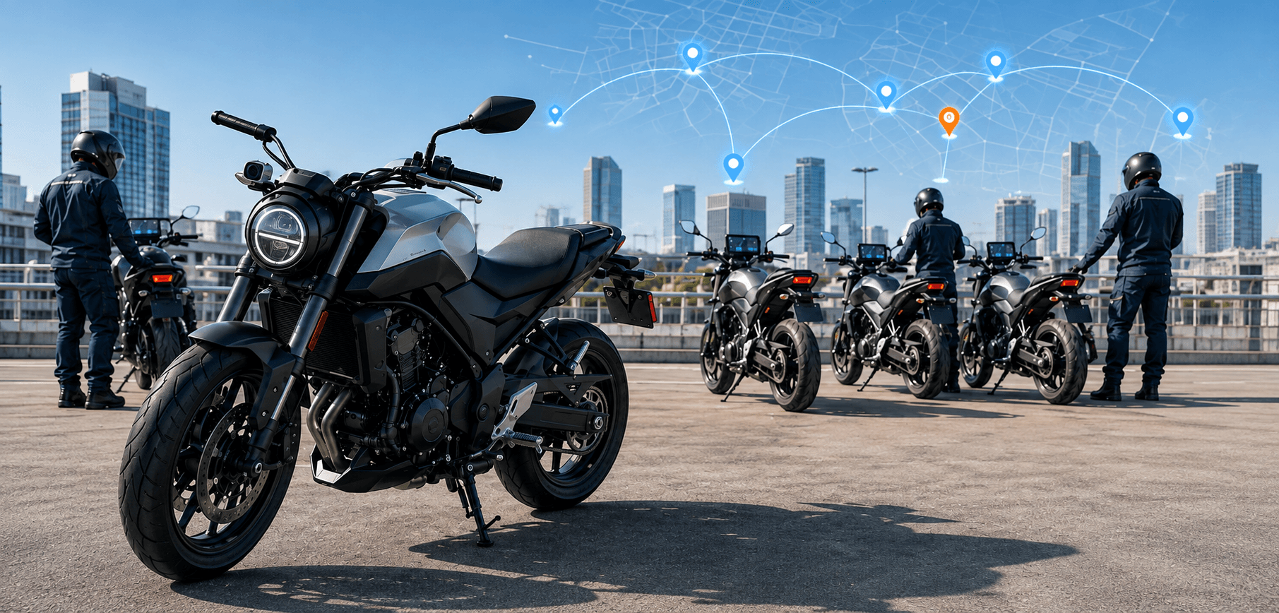 Motorcycle electronics cockpit and connected riding system