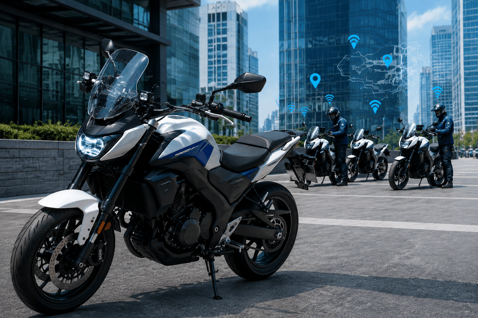 Connected motorcycle electronics fleet workflow