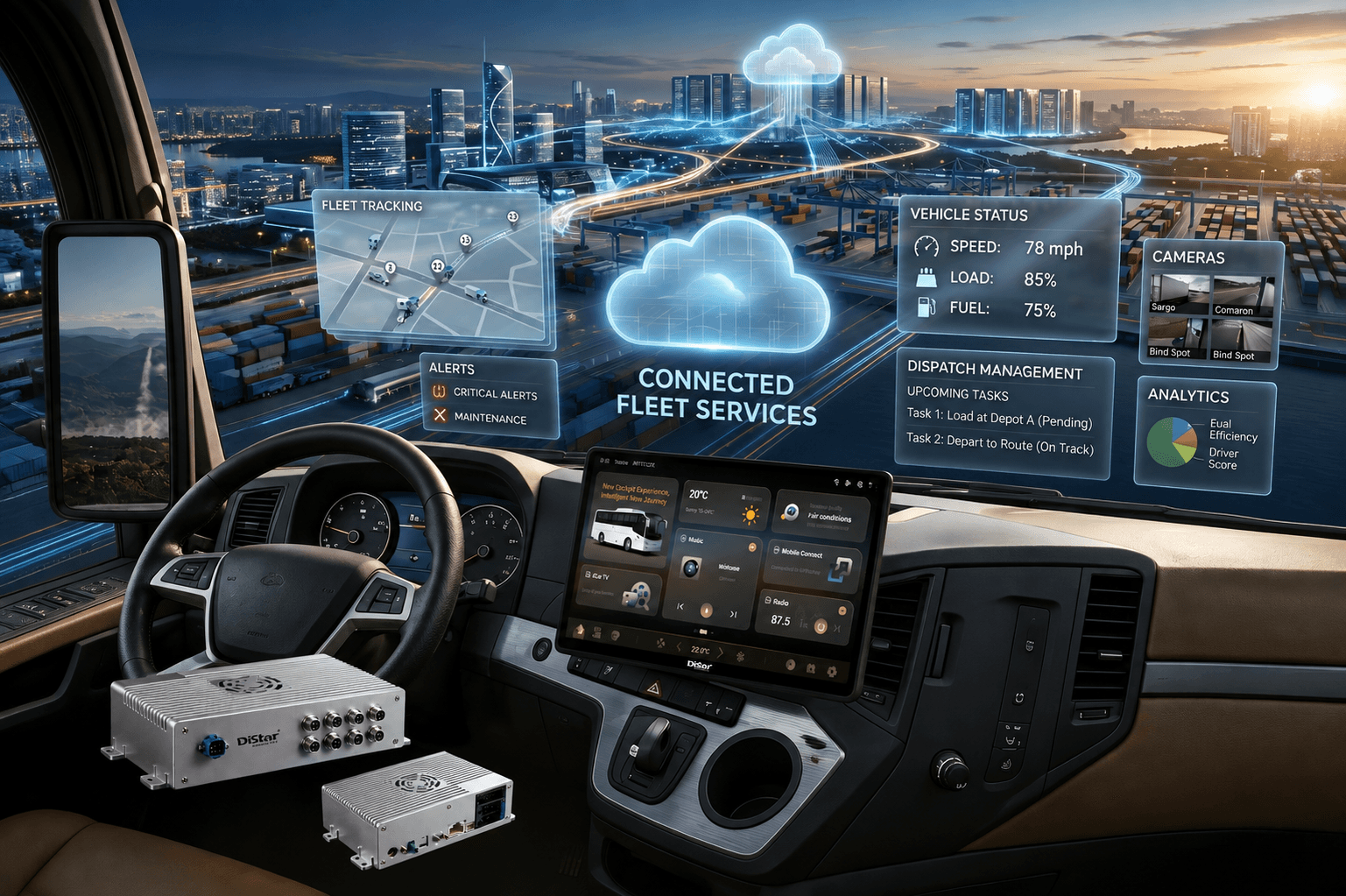 Split type smart vehicle terminal connected to fleet service data