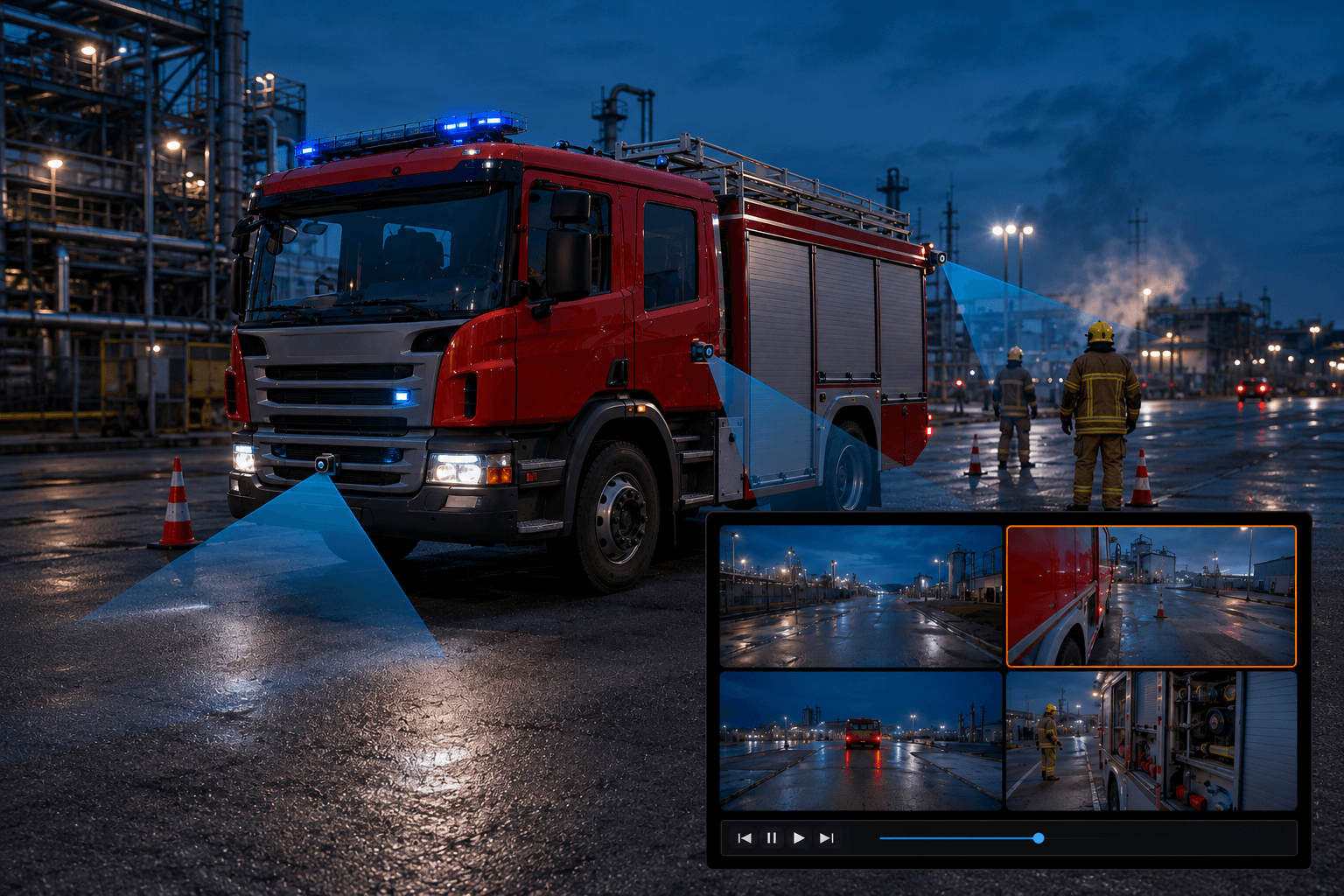 Video system coverage around a special-purpose emergency vehicle