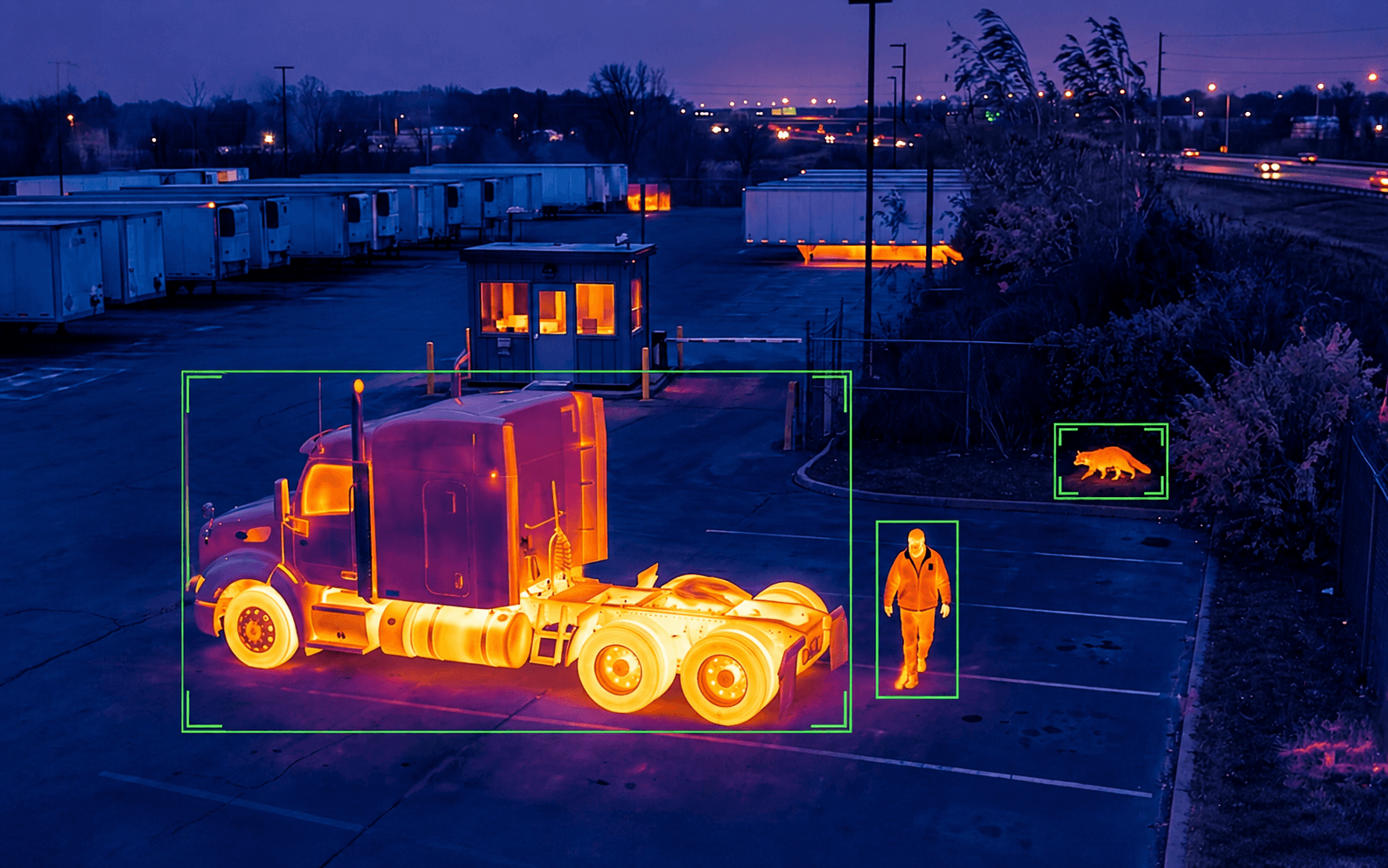 Thermal imaging heat-source detection for trucks, pedestrians and wildlife