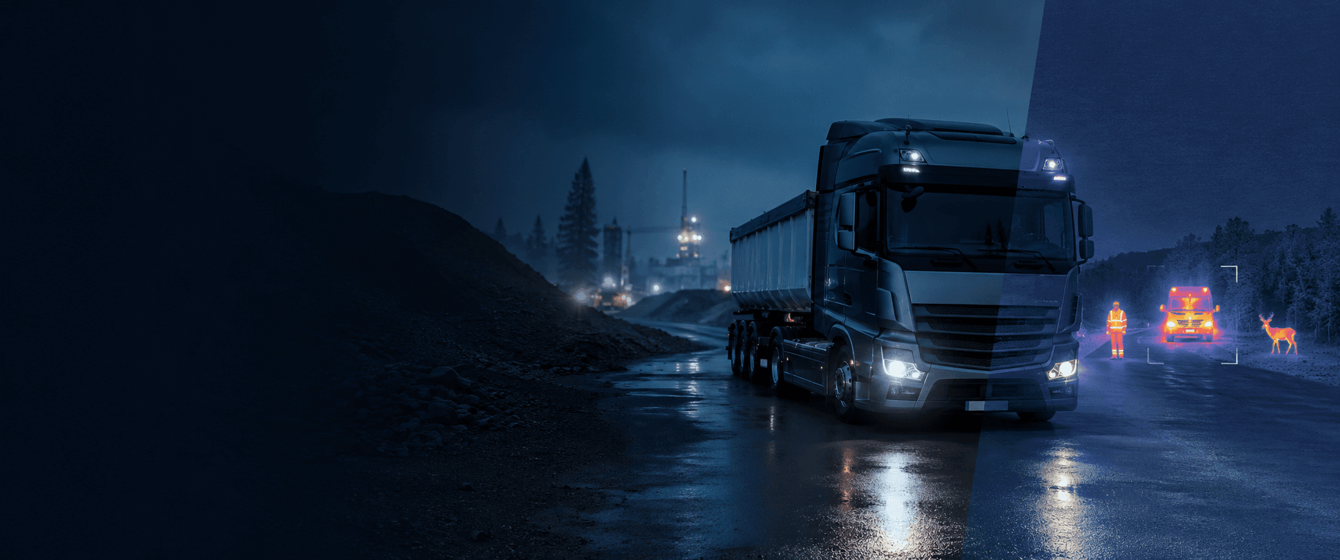 Thermal imaging night vision for commercial truck safety in low visibility